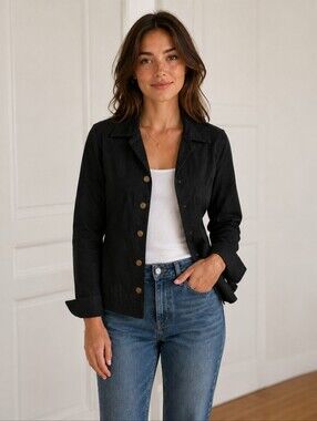 Live a Little - Black, Casual Long Sleeve Snap Button-Front Jacket, Size: Small